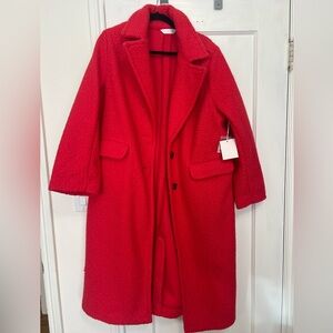 LC Lauren Conrad Women's Red Long Overcoat